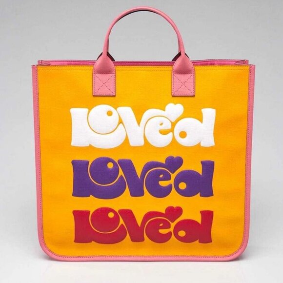 Gucci Pink/Yellow Coated Canvas Rainbow "Loved" Children's Tote Bag - Picture 1 of 12